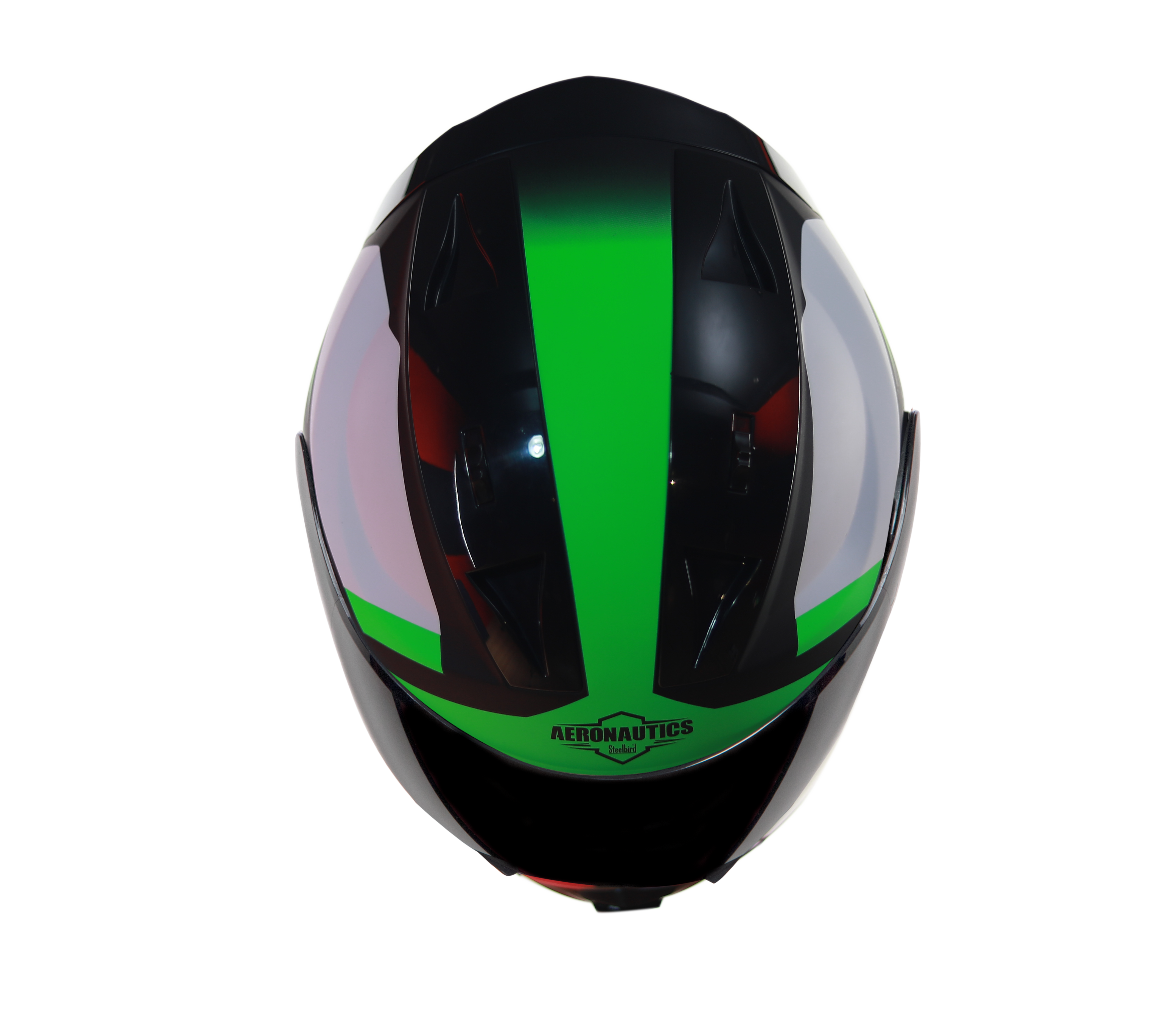 SA-1 Aerodynamics Mat Black With Green(Fitted With Clear Visor Extra Rainbow Chrome Visor Free)